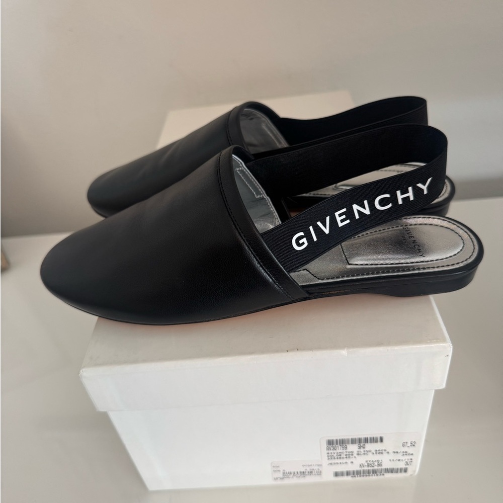Givenchy Black Leather Slingback Flats